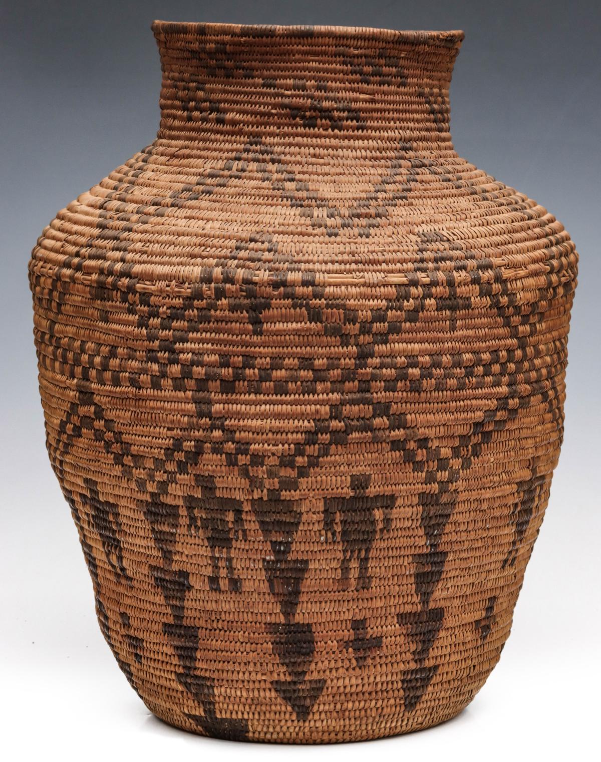 A 17-INCH APACHE OLLA BASKET WITH FIGURES C. 1930
