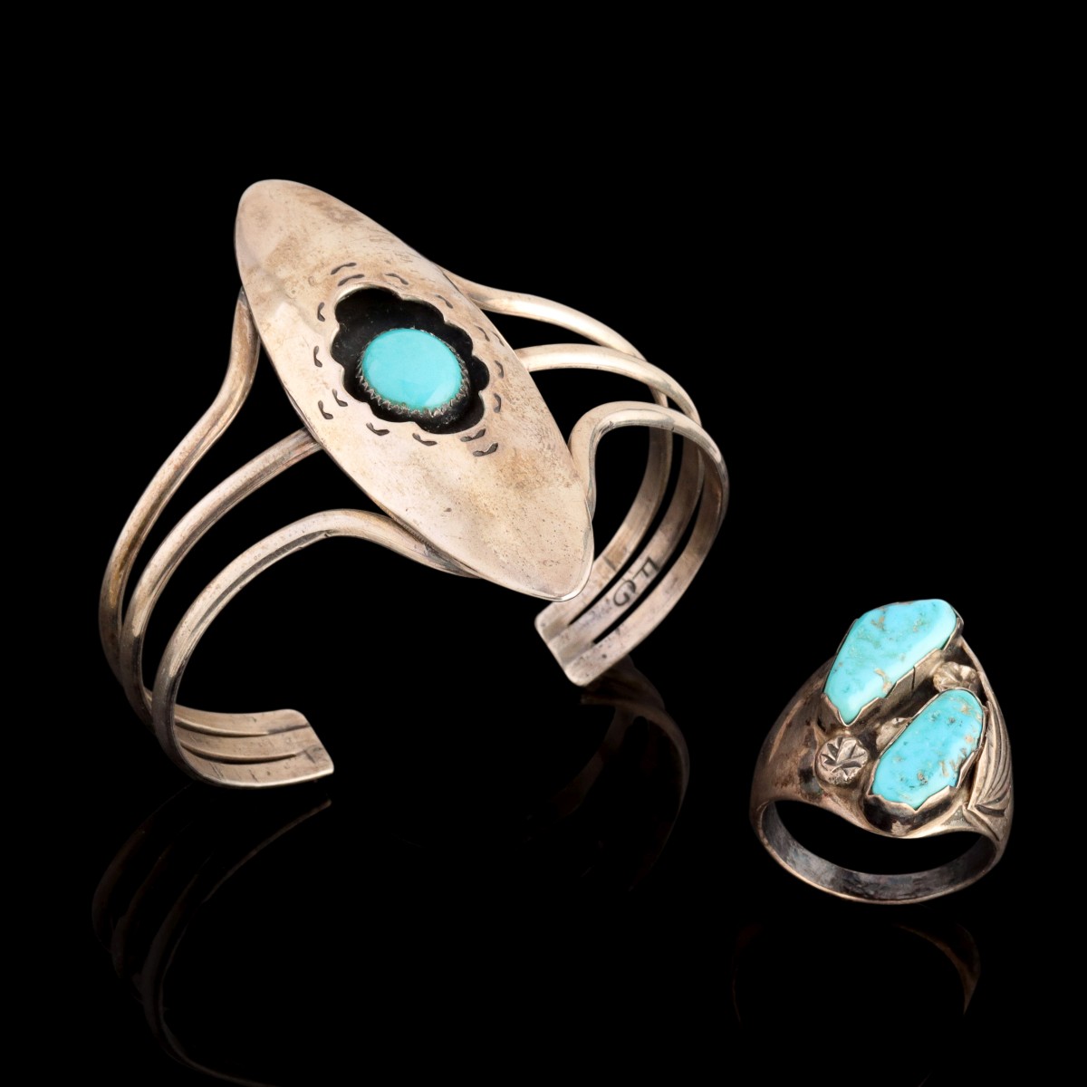 NAVAJO STERLING SILVER AND TURQUOISE JEWELRY