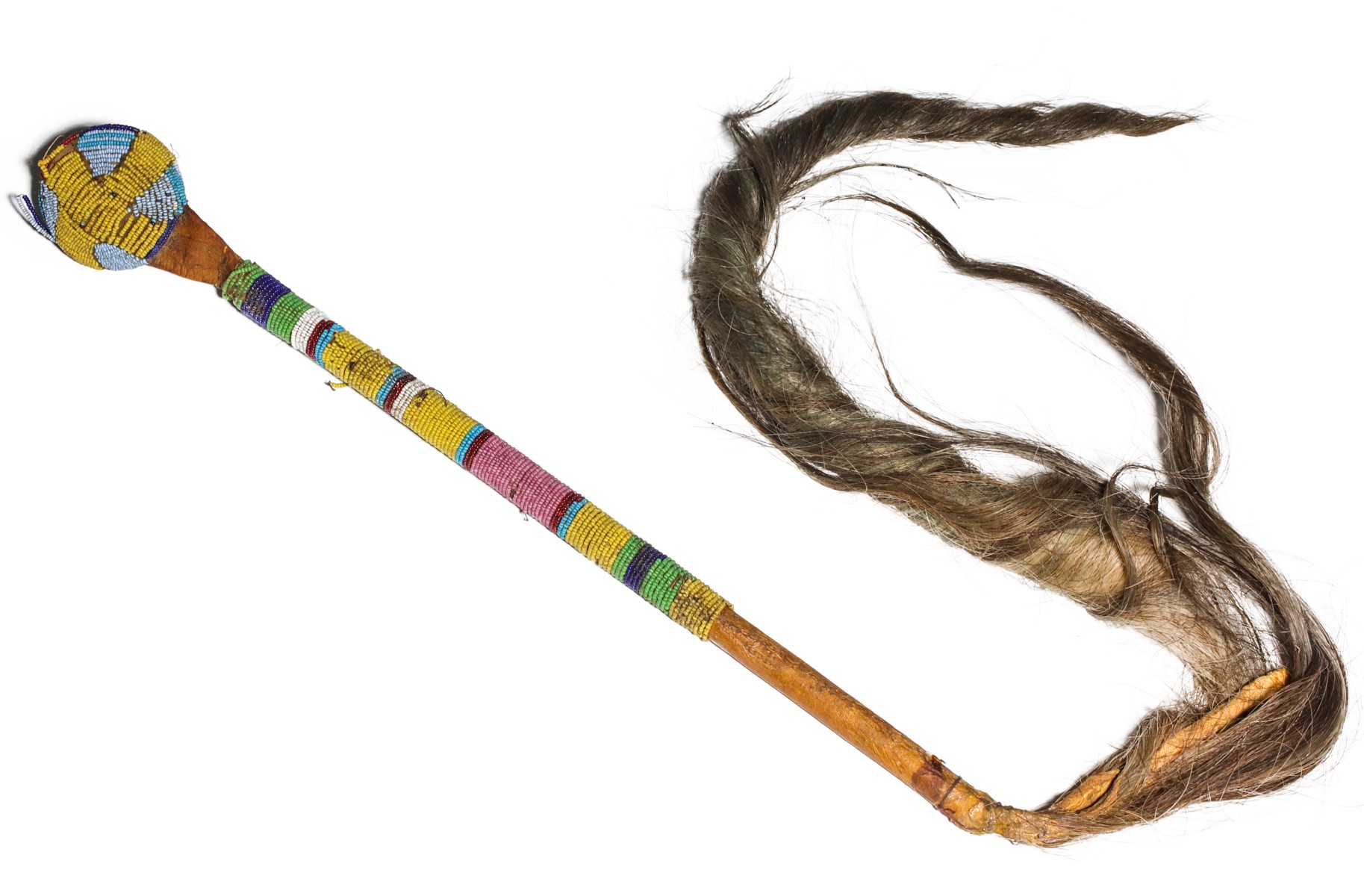 A NORTHERN PLAINS INDIAN BEADED CLUB OR DANCE WAND
