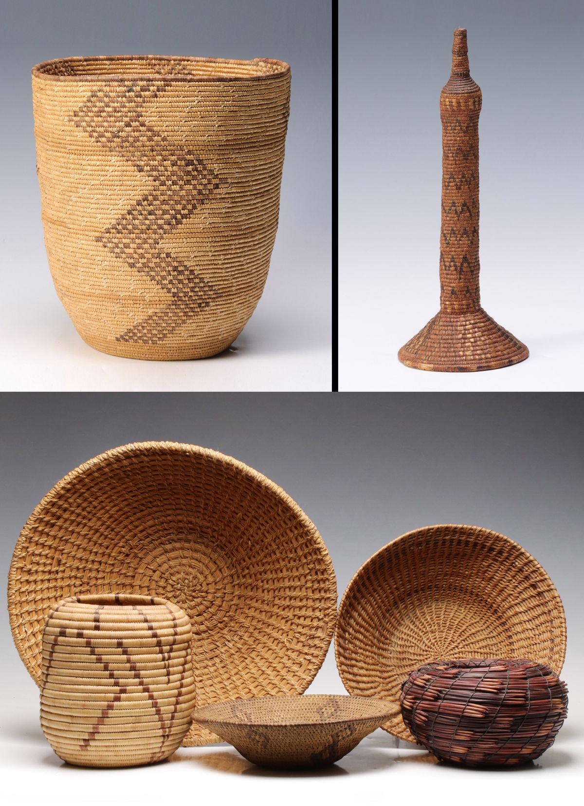 A COLLECTION OF NATIVE AMERICAN AND OTHER BASKETS