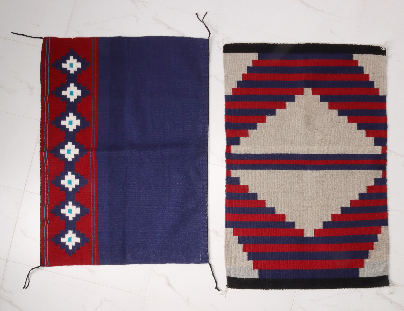 TWO CONTEMPORARY NAVAJO SADDLE BLANKETS
