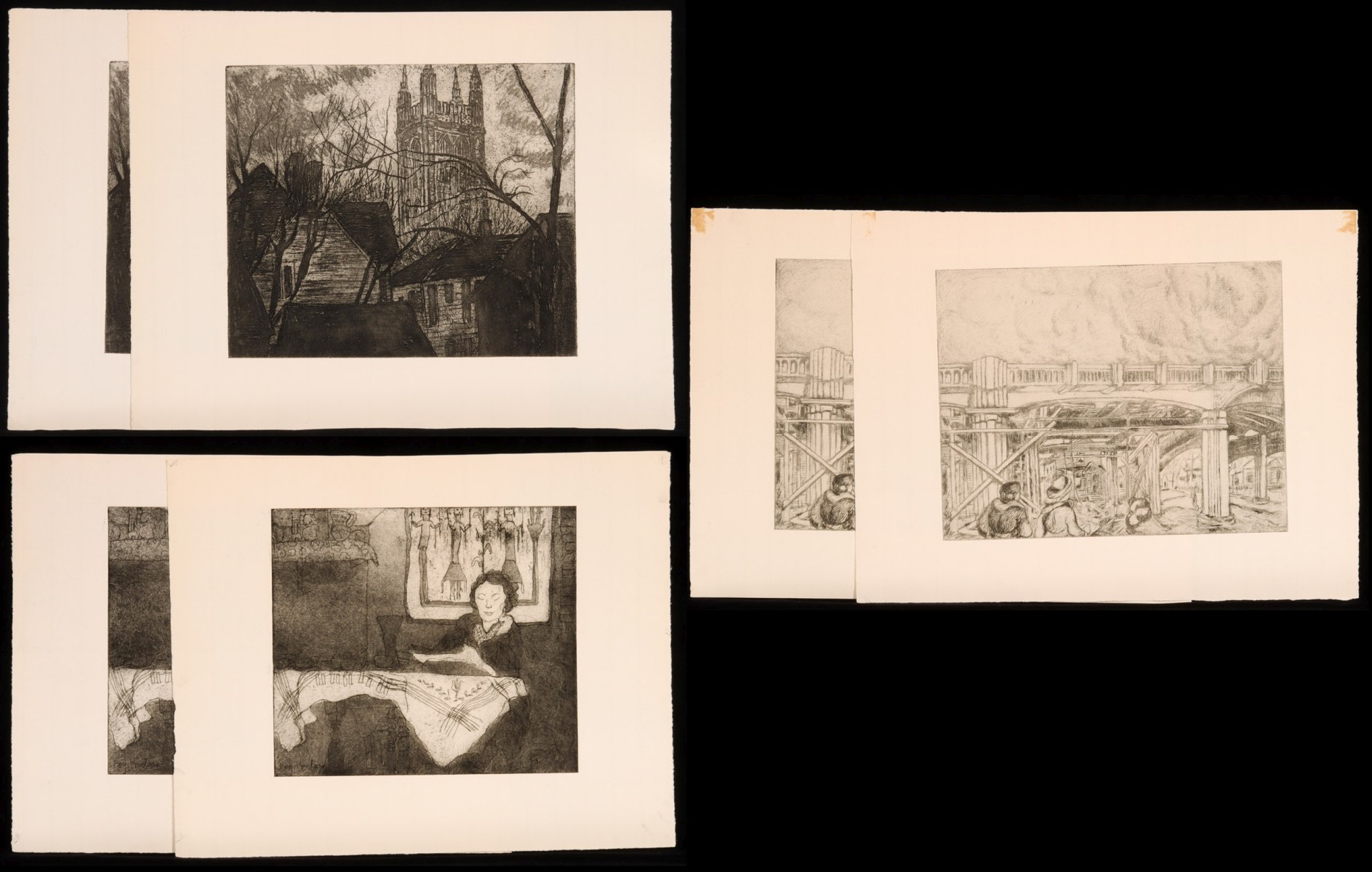 UNSIGNED MARY HUNTOON FEDERAL ART PROJECT ETCHINGS