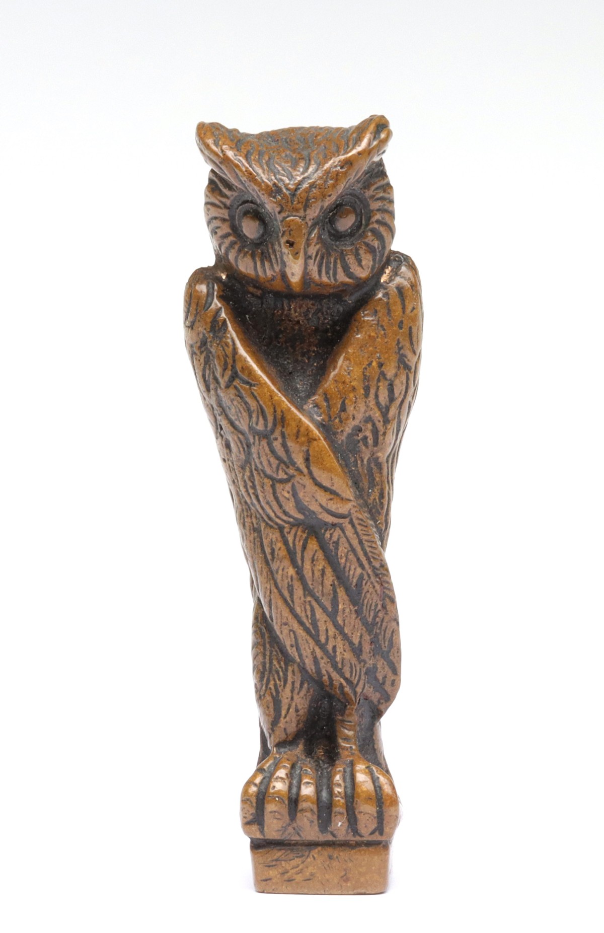 BRONZE OWL WITH FOLDED WINGS WAX SEAL 1890-1910