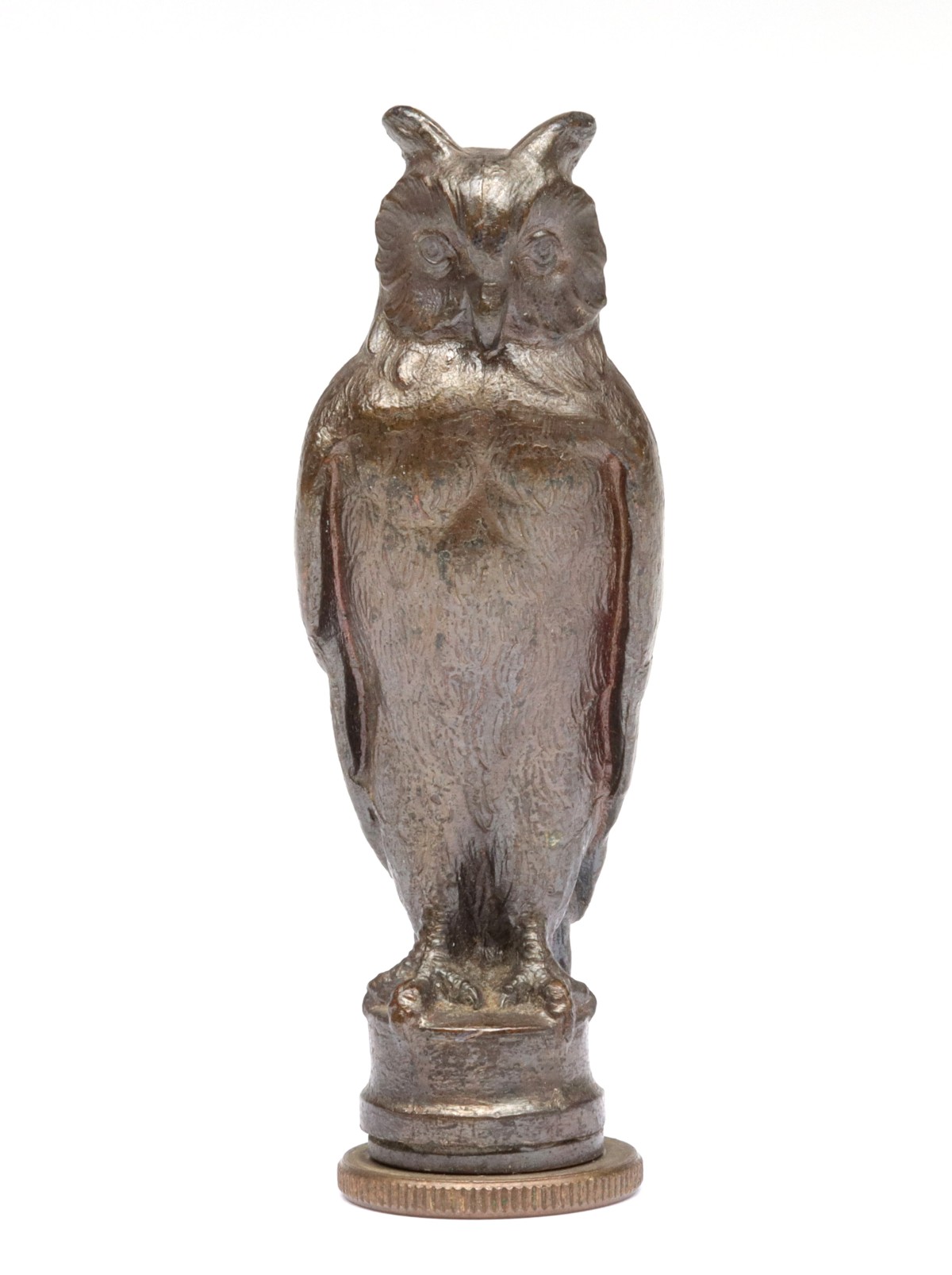 FIGURAL PATINATED BRONZE OWL WAX SEAL 1890-1910