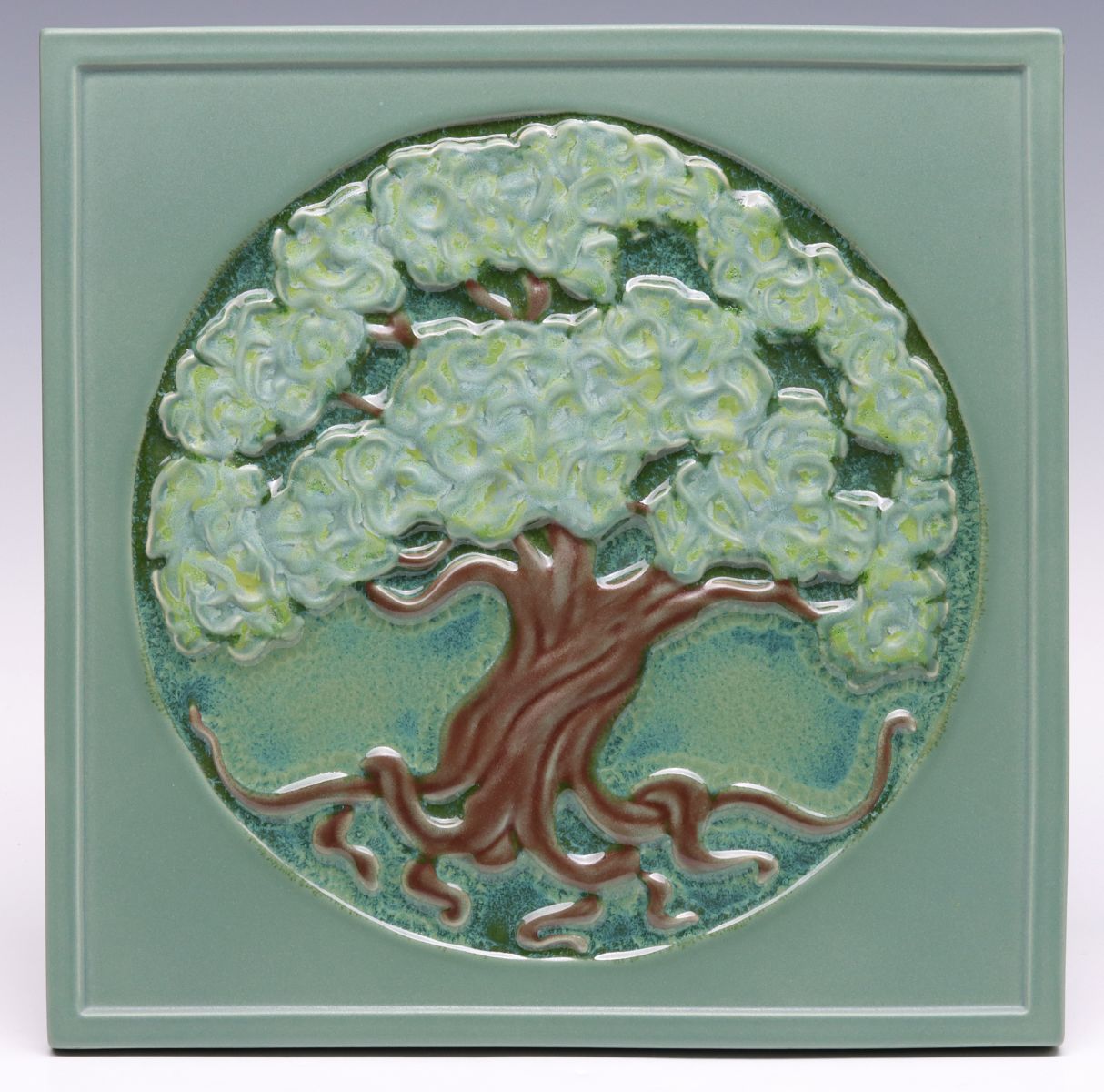 A CONTEMPORARY ROOKWOOD ART POTTERY TREE OF LIFE TILE