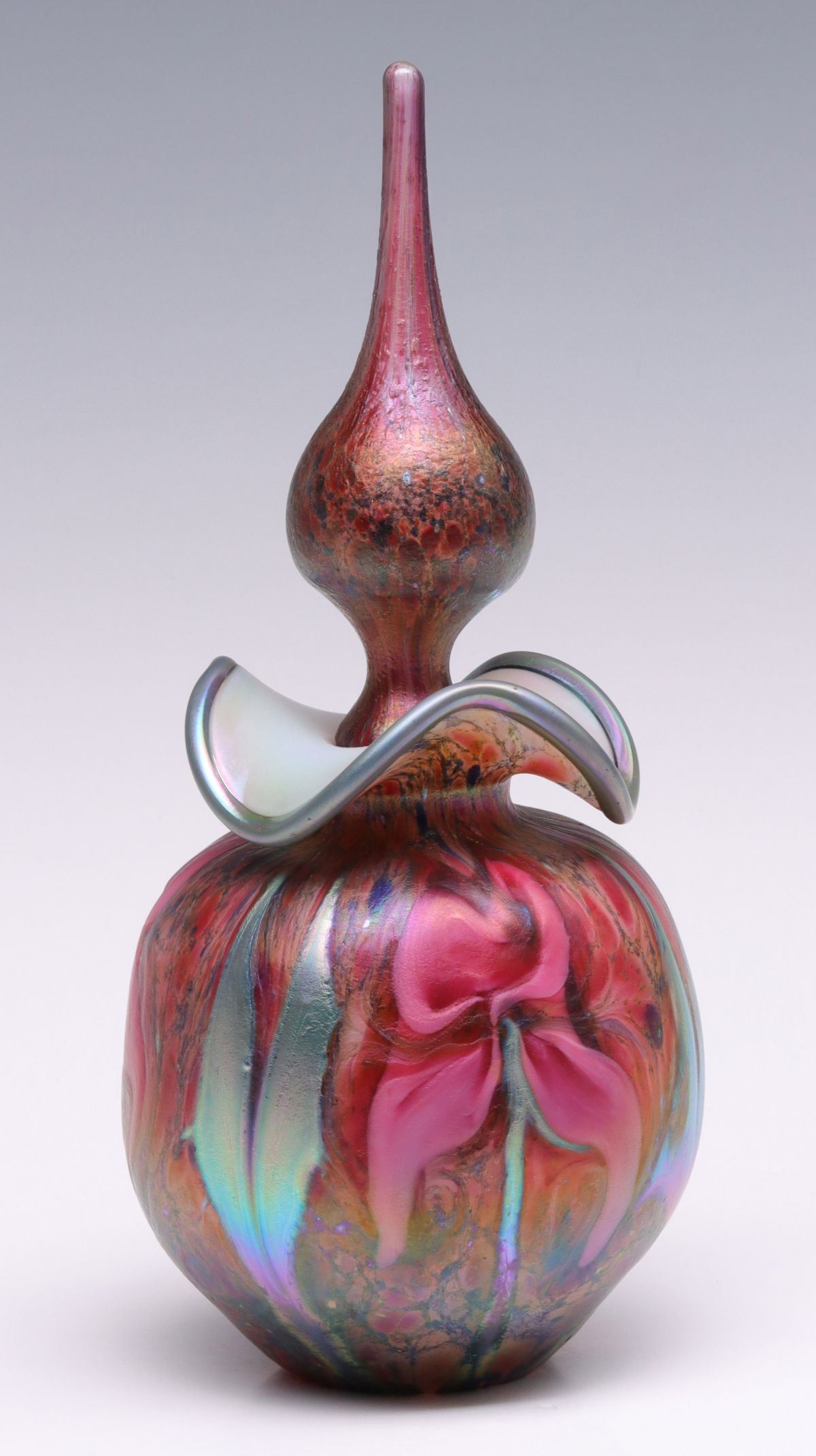 A FINE ART GLASS SCENT BOTTLE SIGNED CHARLES LOTTON