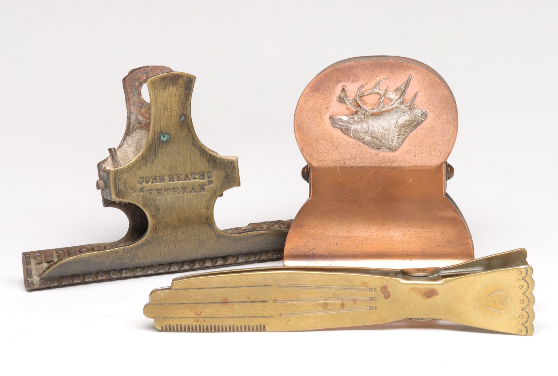 THREE ANTIQUE FIGURAL LETTER CLIPS
