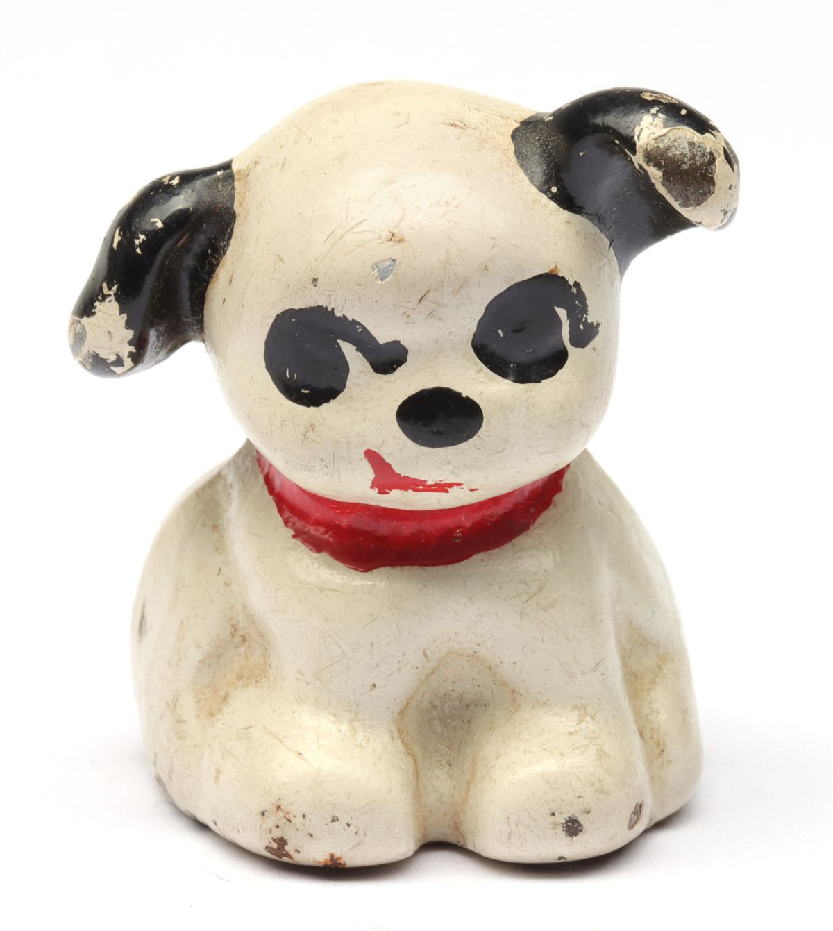 A CAST IRON FIGURAL PUP PAPERWEIGHT