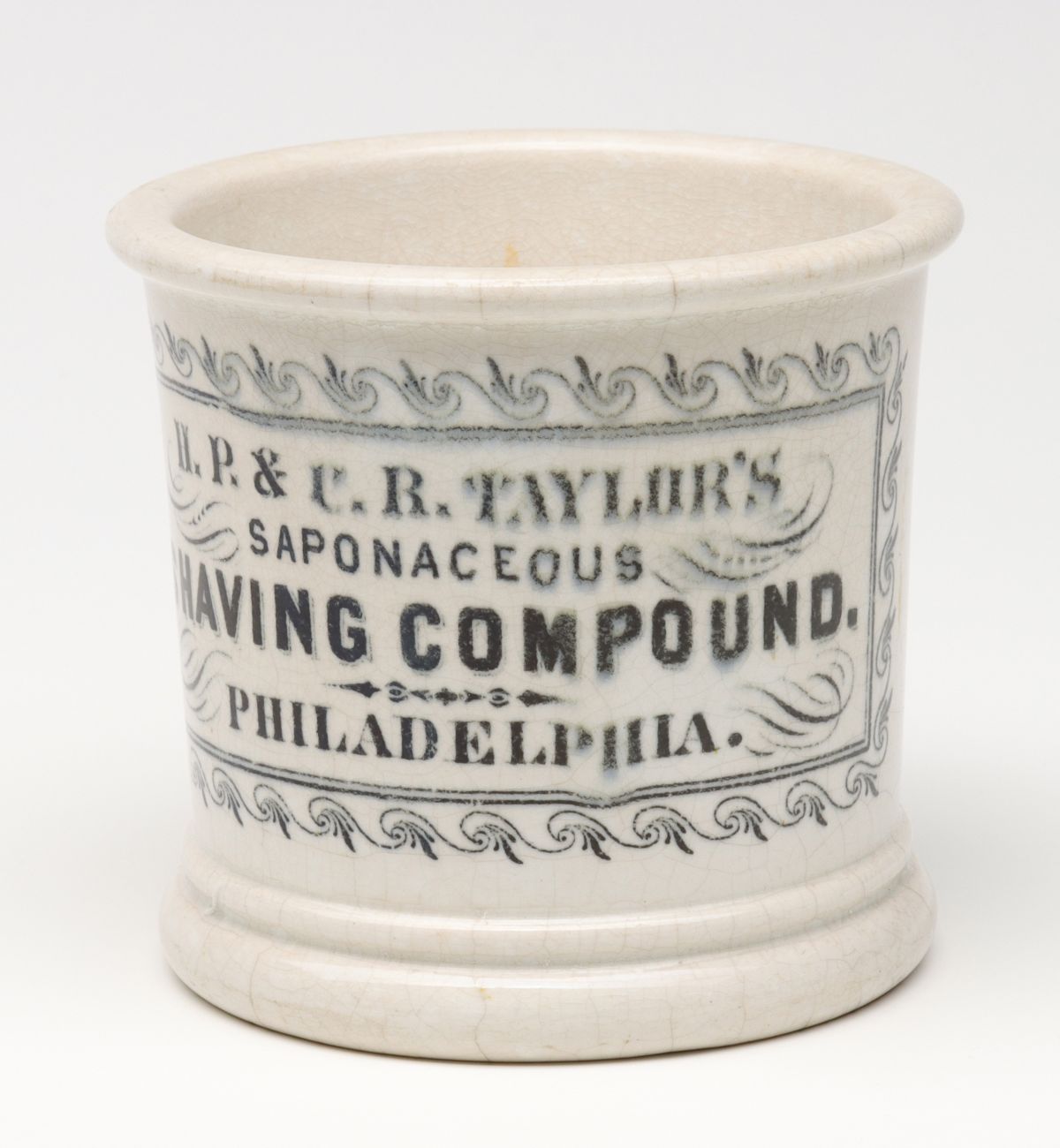 WC TAYLOR'S SAPONACEOUS SHAVING COMPOUND POTTERY JAR