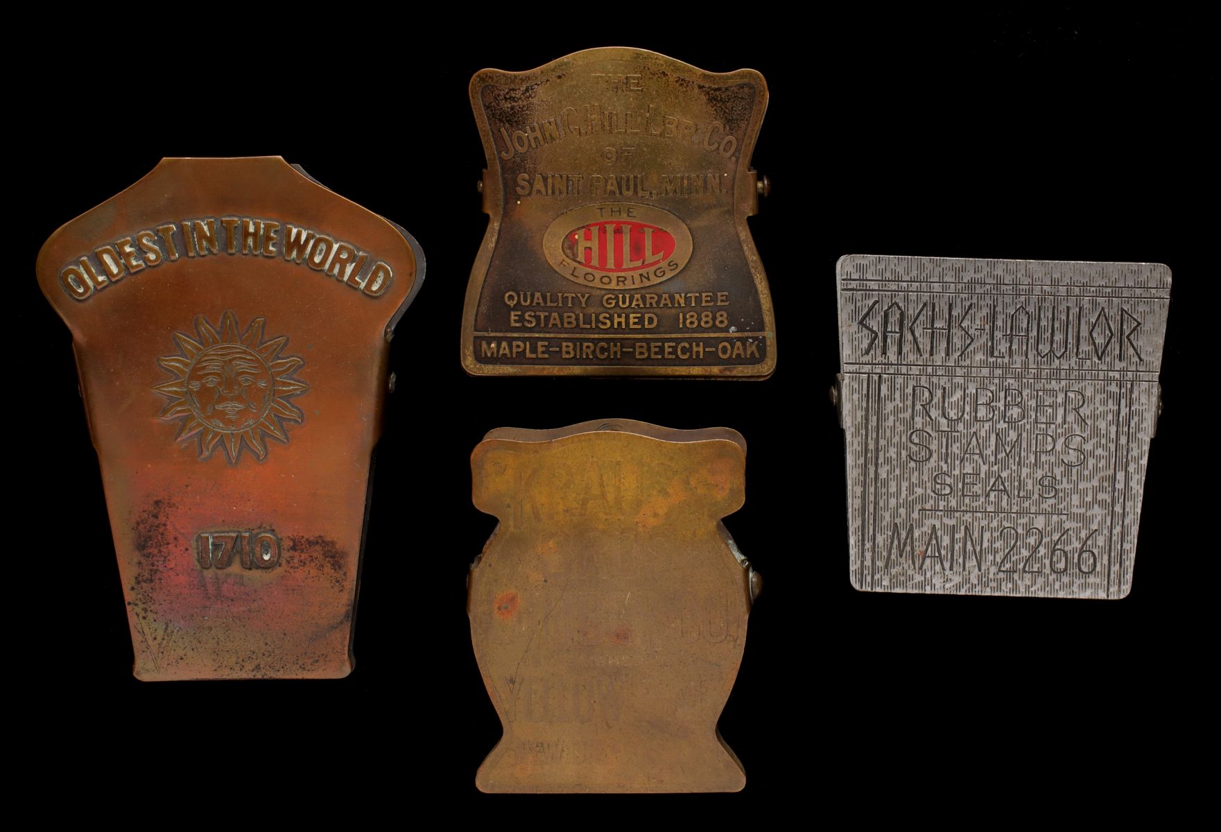 FOUR BRASS AND OTHER 1920s ADVERTISING BILL CLIPS