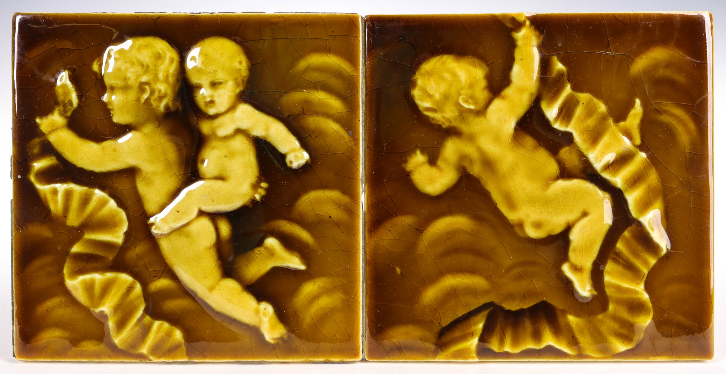 TWO TRENT TILE CO. ART POTTERY FIREPLACE TILES