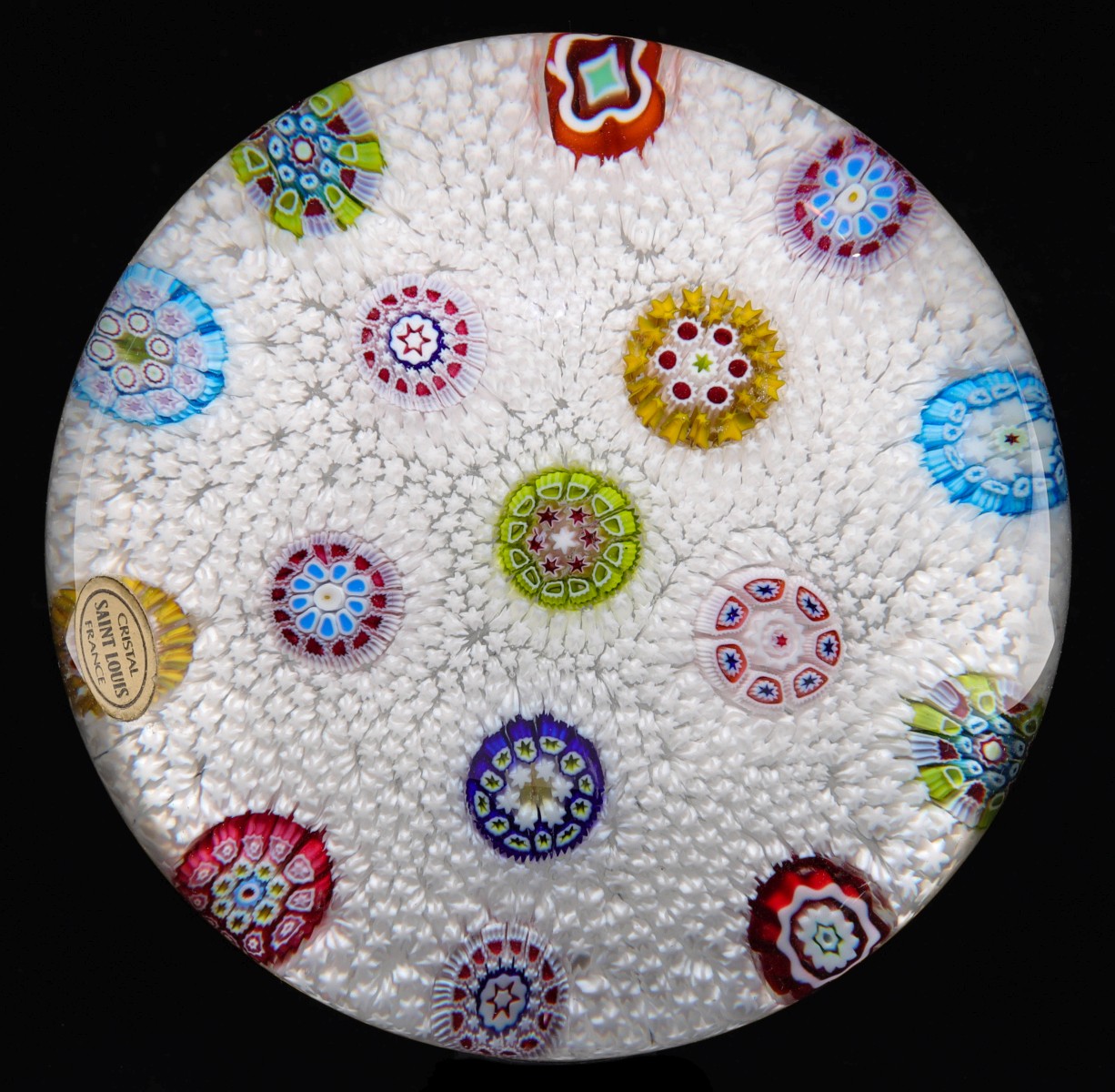 ST. LOUIS 1982 SPACED MILLEFIORI ON STARDUST CANE BASE
