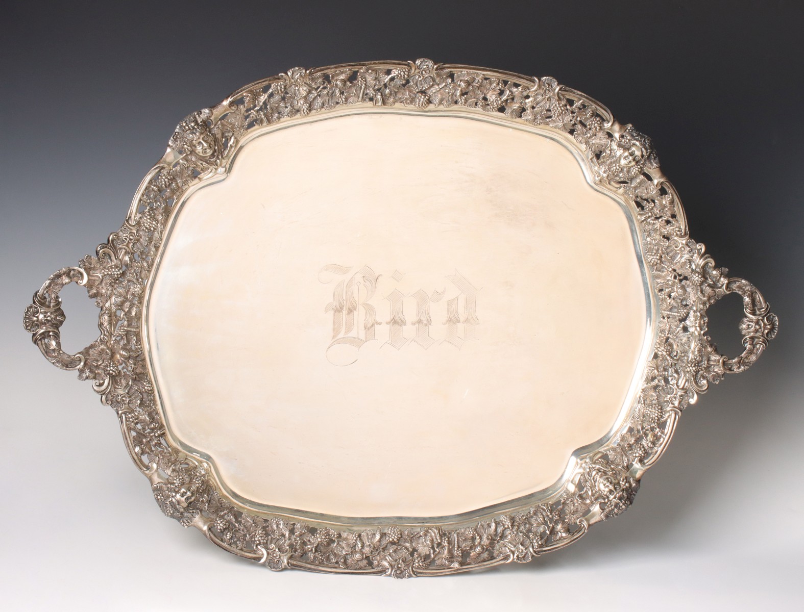 AN EXCEPTIONAL 196ozt LONDON SILVER TRAY WITH OPENWORK