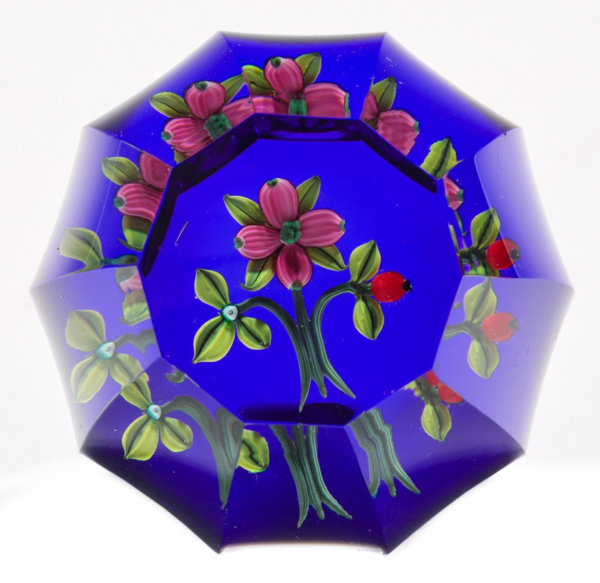 JOHNE PARSLEY PINK FLOWER ON BLUE WITH MULTI-FACETING