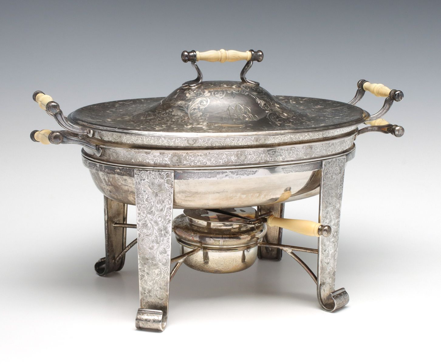 A STERLING CHAFING DISH FOR SHREVE, CRUMP & LOW CO