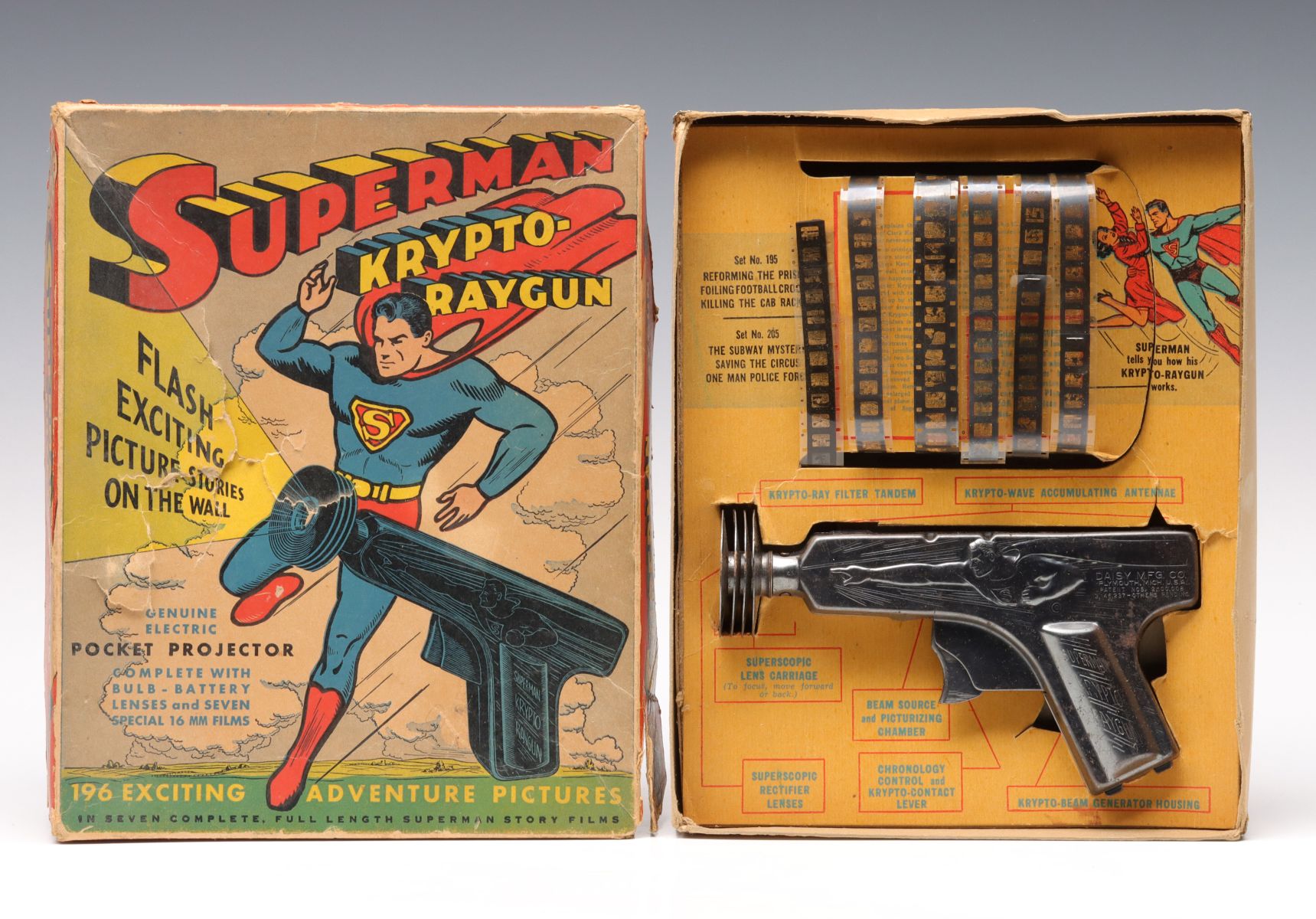 A SUPERMAN KRYPTO-RAYGUN IN THE ORIGINAL BOX