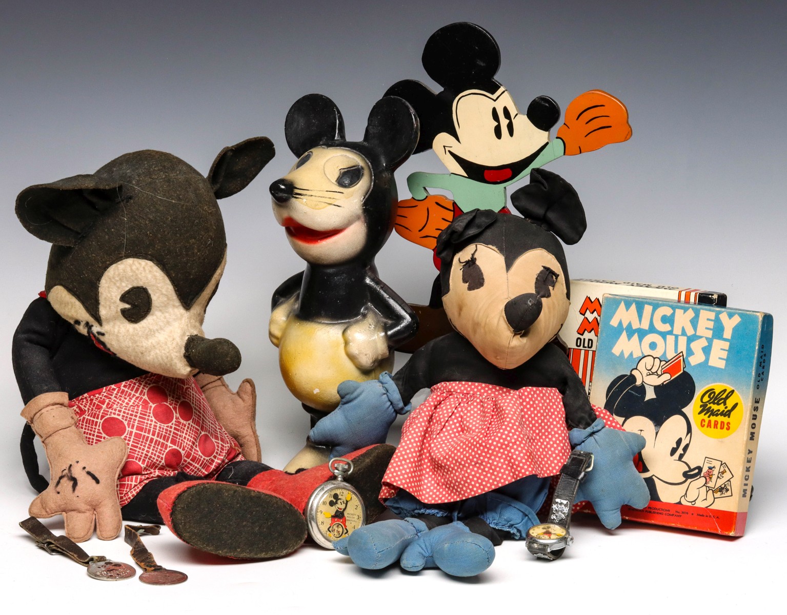 A COLLECTION OF EARLY PIE-EYED MICKEY MOUSE ITEMS