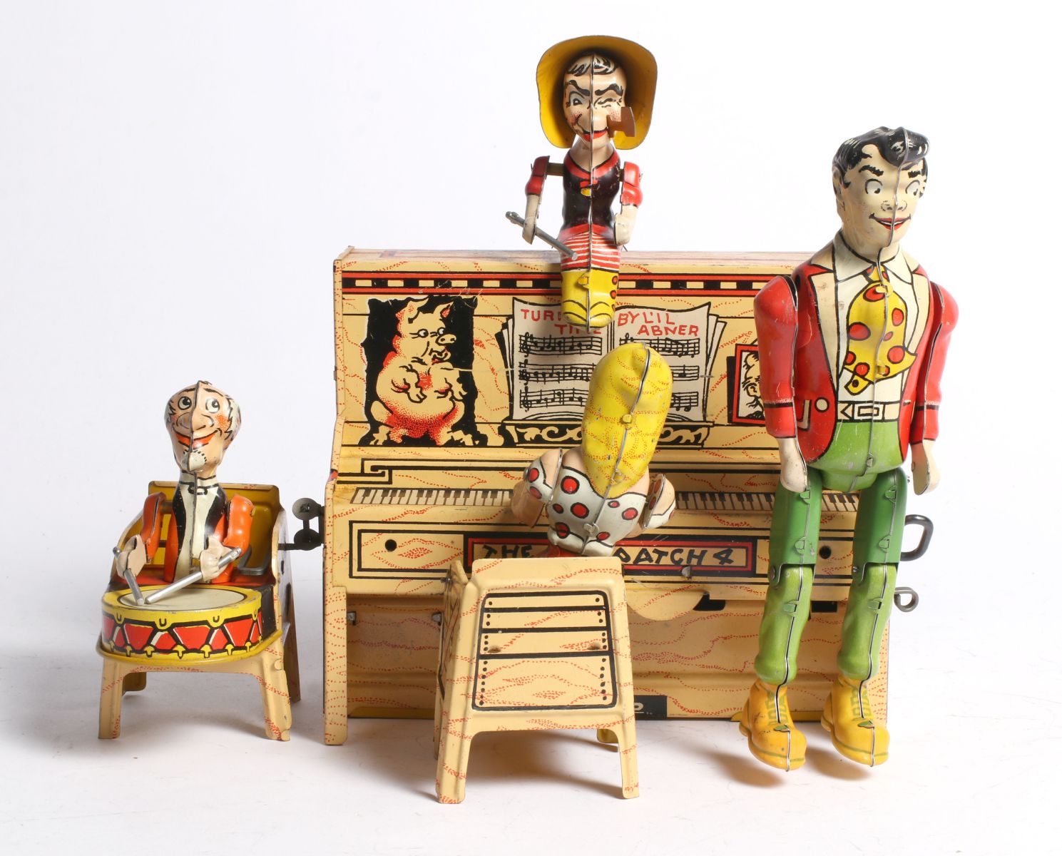 UNIQUE ART LIL ABNER AND HIS DOGPATCH BAND TIN TOY