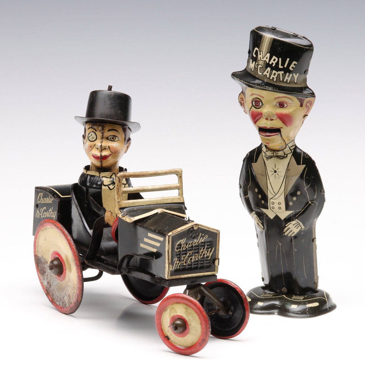MARX CHARLIE McCARTHY BENZINE BUGGY AND WALKER TOY