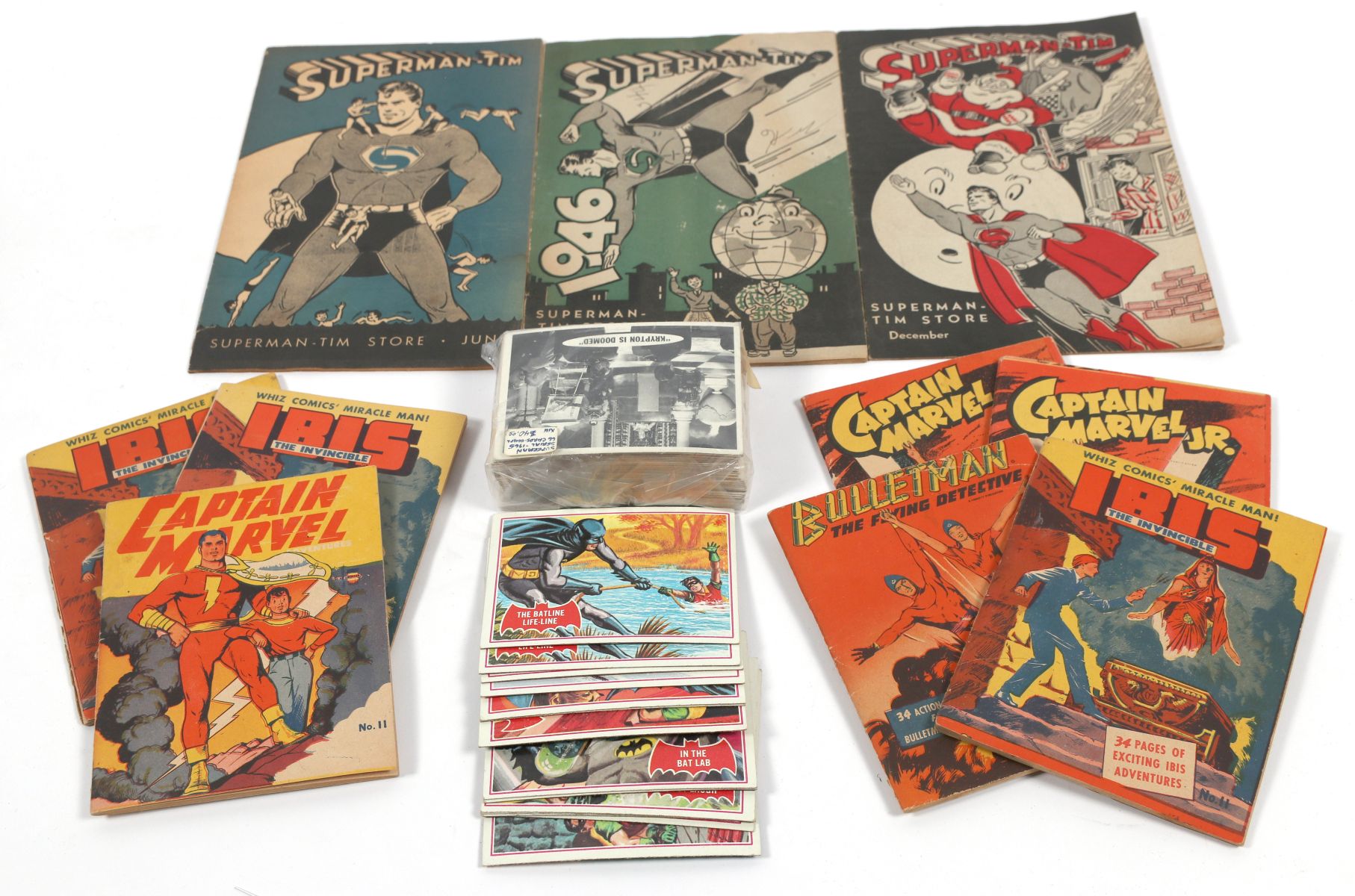 40s SUPER HERO MIGHTY MIDGET COMICS, TRADING CARDS