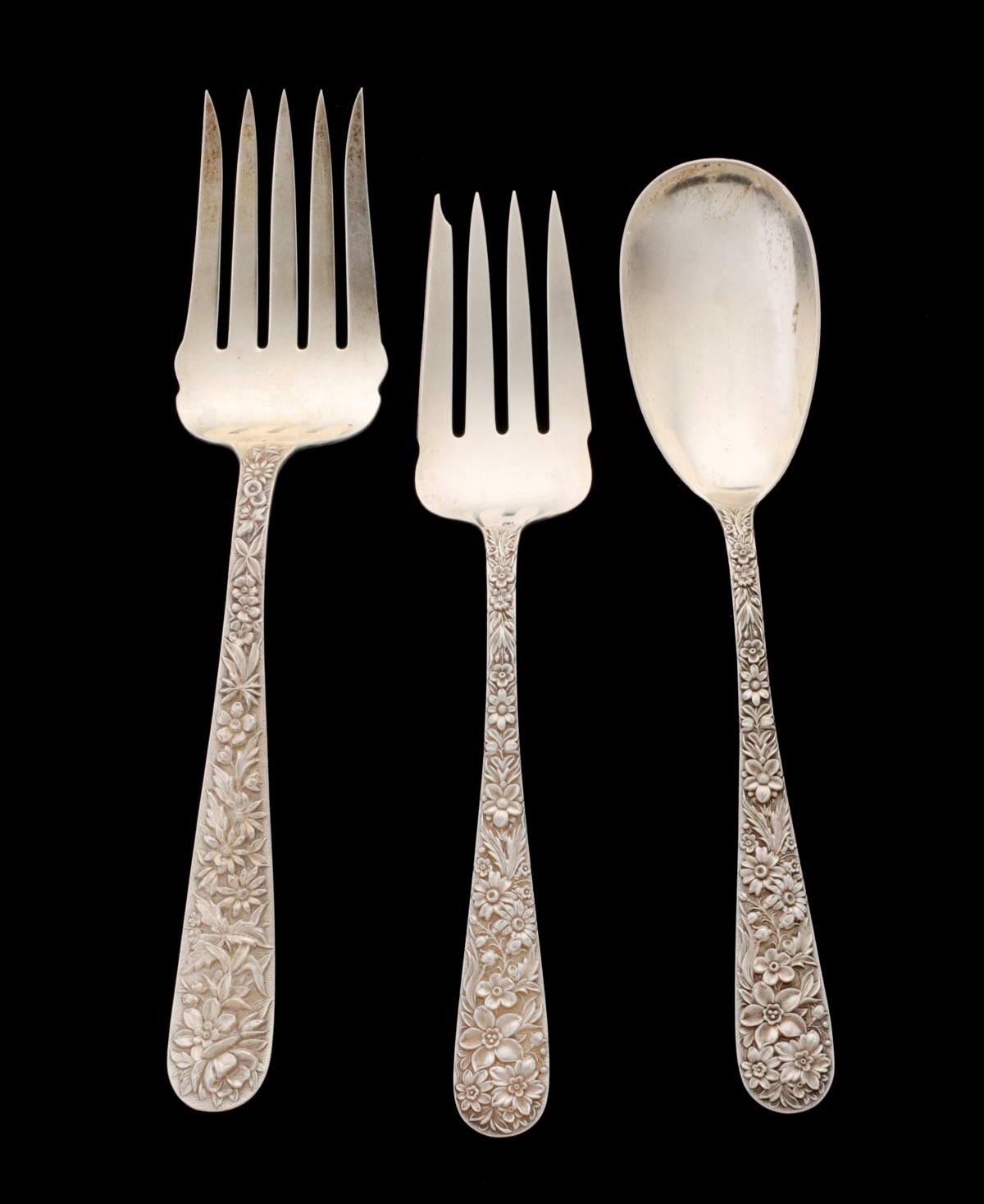 S. KIRK AND SON REPOUSSE STERLING SILVER SERVING PIECES