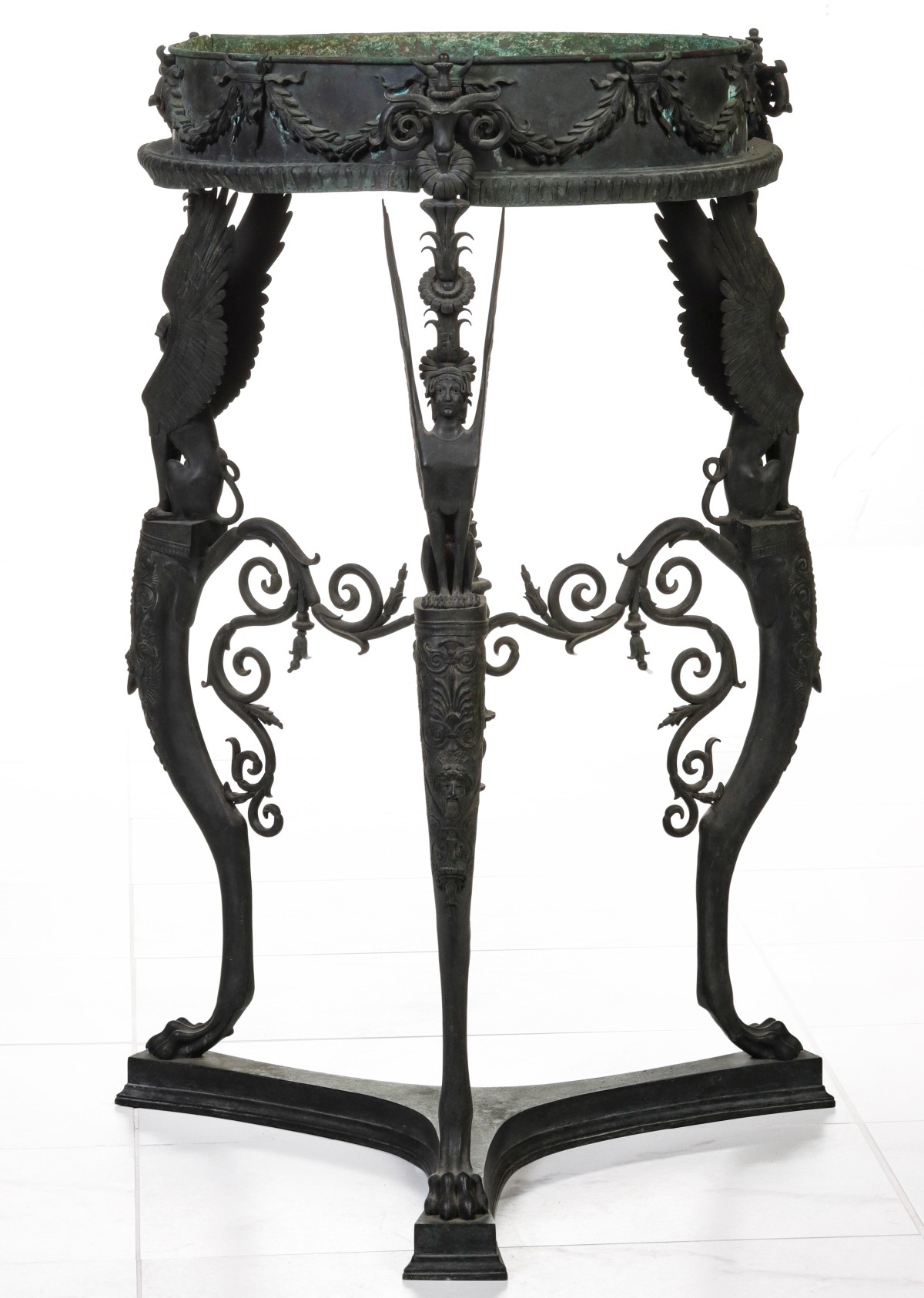 A LATE 19TH/ EARLY 20TH ATHENIENNE FORM BRONZE STAND
