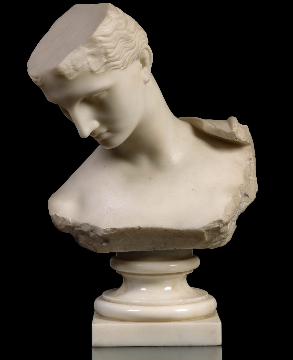 A GRAND TOUR CARVED MARBLE BUST: PSYCHE OF CAPUA