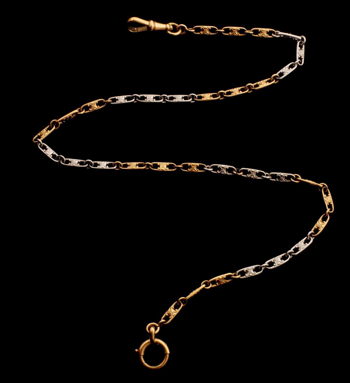 AN EARLY 20TH C. 18K GOLD AND PLATINUM WATCH CHAIN