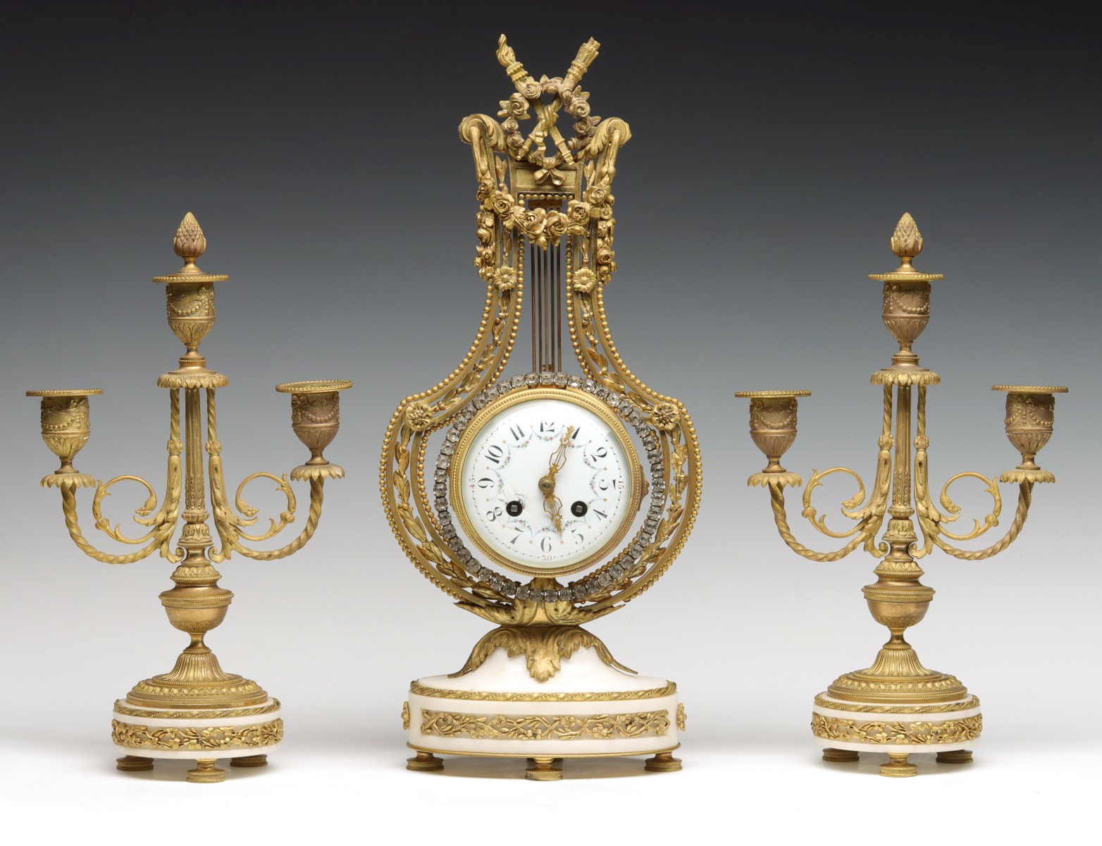A 19TH C. MARBLE AND ORMOLU ANIMATED CLOCK SIGNED MARTI