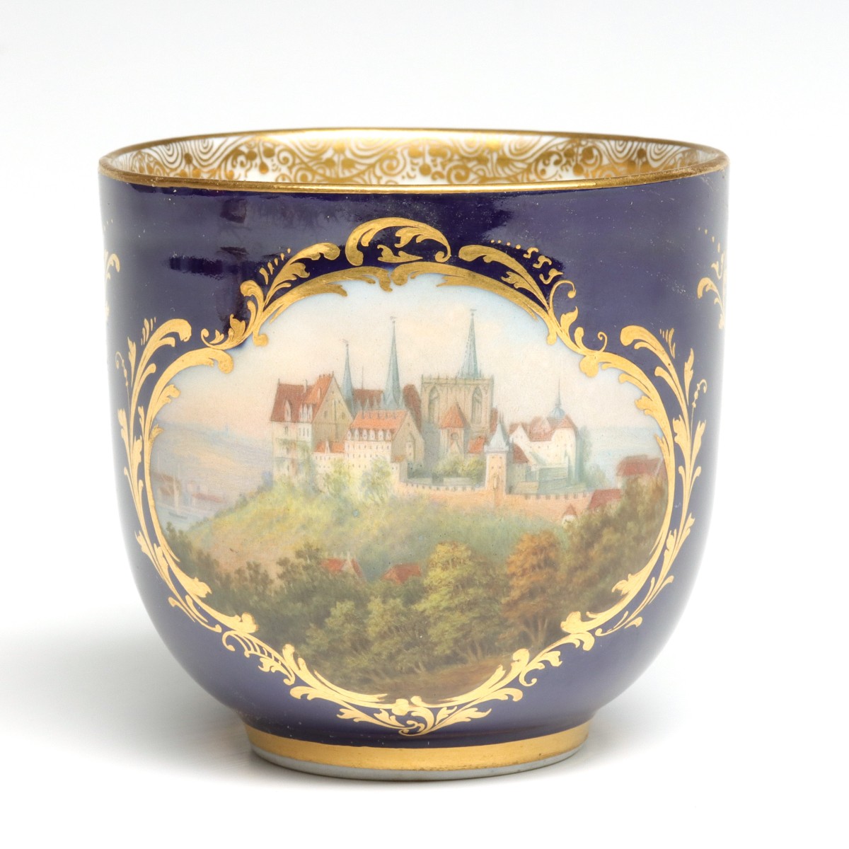A MEISSEN CABINET CUP WITH VIEW OF ALBRECHTSBURG