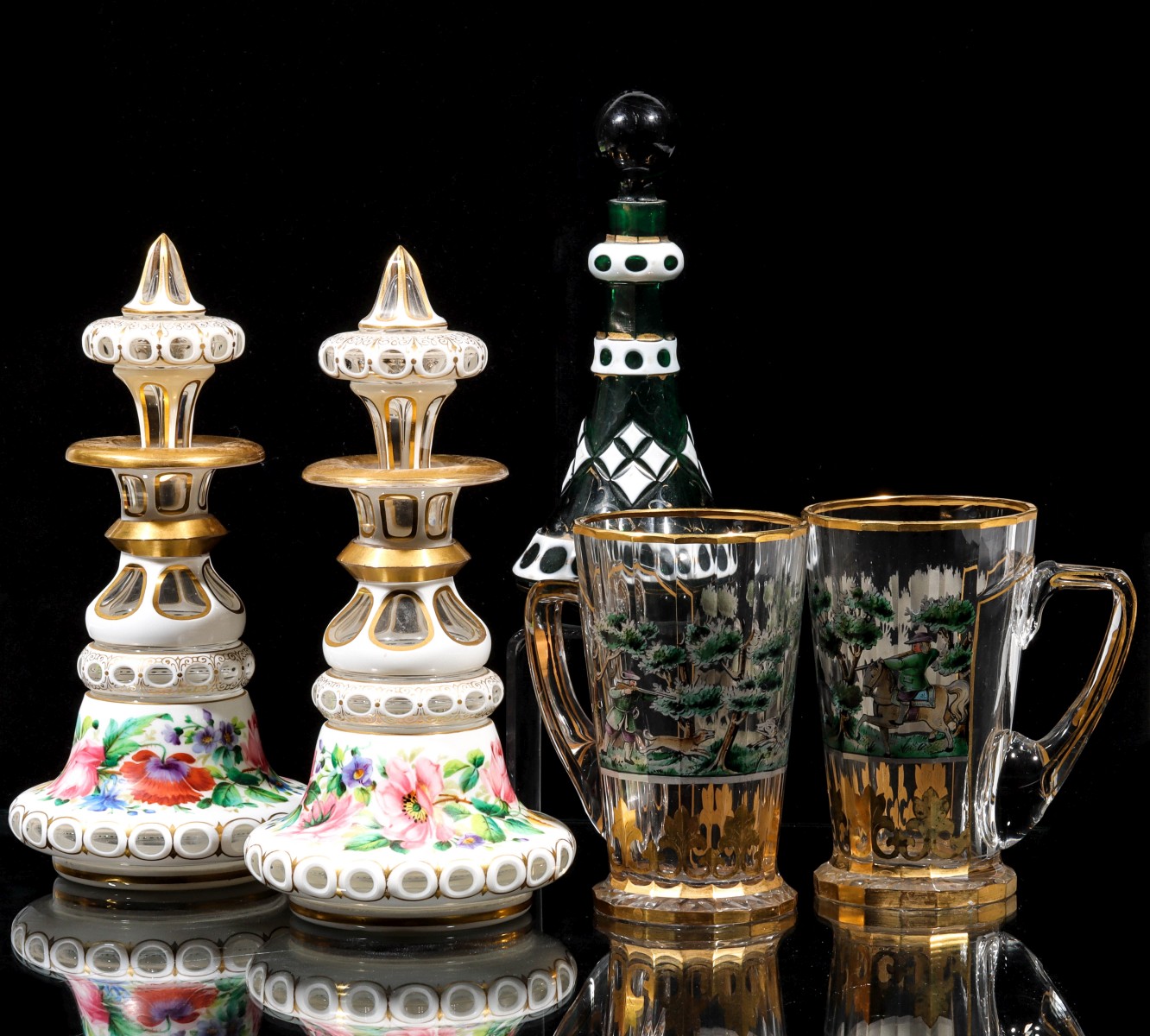 A COLLECTION OF LATE 19TH CENTURY BOHEMIAN ART GLASS