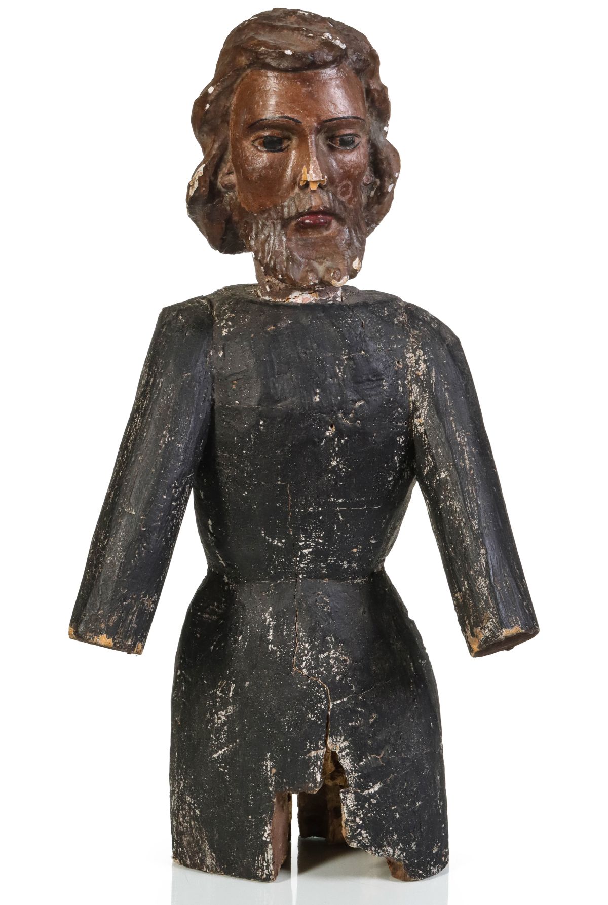 A 17TH/18TH CENT CARVED AND GESSOED SANTOS FIGURE