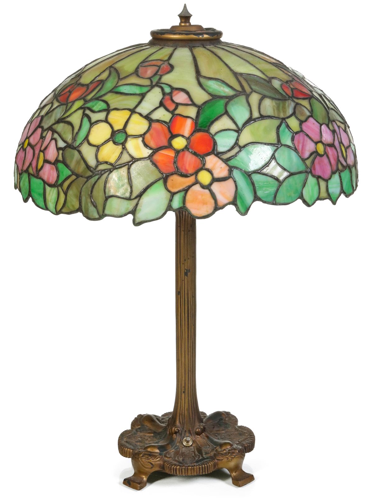 AN EARLY 20TH C. STAINED GLASS LAMP ATTR CHICAGO MOSAIC