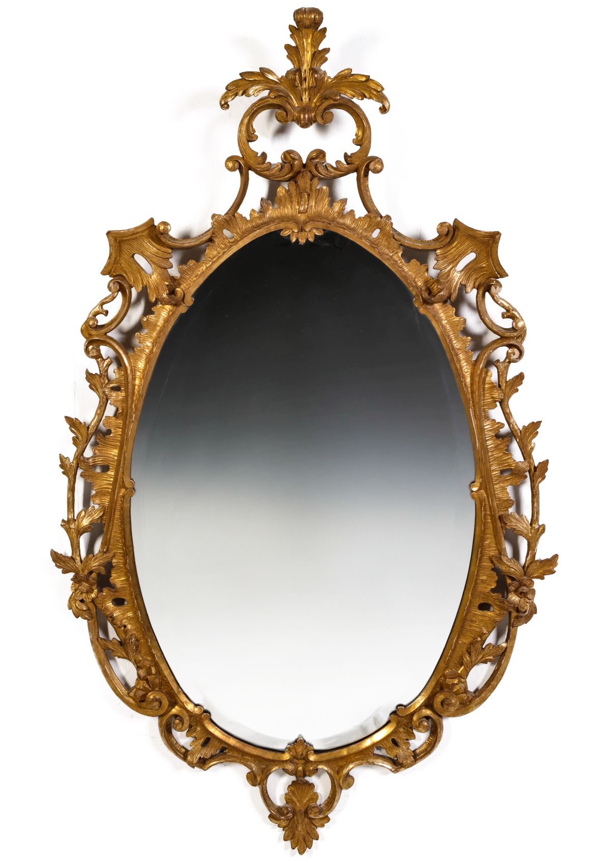 AN ADAM STYLE CARVED AND GILDED WOOD MIRROR CIRCA 1930